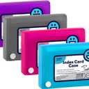 3" X 5" Index Card Case Holds 100 Cards Includes Business Card/Index Holder and 5 Tab Dividers Comes in Assorted Color  (Pack of 4) By (Emraw)