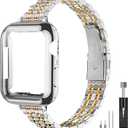 Slim Watch Band Compatible with Apple Watch 41mm 45mm 42mm 44mm 40mm 38mm Metal Stainless Steel Watchband Suitable for iWatch 10/9/8/7/6/5/4/3/2/1/SE Series Women Luxury Strap 38/40/41mm