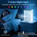 Portable Air Conditioners, 40oz Water Tank, 3 Wind Speed & 3 Cool Mist, 1-3H Timer & 7 LED Light, Personal Air Conditioner Small Mini Air Conditioner Portable Air Cooler for Room/Office
