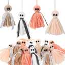 Breling 12 Pcs Boho Halloween Decor Ghost Hanging Ornament 3.2 Inch Small Ghosts Halloween Tree Ornaments for Holiday Party Yard Tree Decor