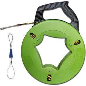 Electrical Fish Tape 1/6-Inch x 100-Foot Fish tape Wire Puller 100ft PET Diameter 3 Wires Twisted with Guide Spring Optimized Housing and Handle Wire Threader Wire Puller4.5mm*30m