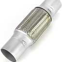 QWORK Exhaust Flex Pipe, 1 Pack, 2.25" x 6" x 10" Long, Stainless Steel, Heavy Duty