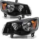 APSVE Headlight Assembly for 2011 2012 2013 2014 2015 2016 2017 2018 Dodge Grand Caravan, 08-16 Chrysler Town & Country Head Lights Headlamp Replacement Driver and Passenger Side, Black