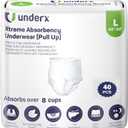 UnderX Adult Disposable Incontinence Underwear – Maximum Absorbency Pull Ups, Overnight Leak Protection, 8 Cup Absorption, Soft Latex-Free, Odor Control, Easy Removal, Large, 40 Count