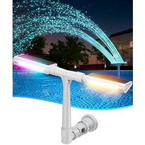Original Solar Pool Fountain with 10-Color Lights – Auto Light Sensing, Remote-Controlled, Dual-Head Adjustable Sprinkler, Compatible with Above/Inground Pools