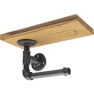 Industrial Vintage Toilet Paper Holder with Platform Rack Board, Steampunk Toilet Paper Dispenser TPD-005