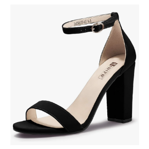 IDIFU Women's IN4 Cookie-HI Chunky High Heel Sandals Open Toe Ankle Strap Wedding Bridal Prom Dress Shoes For Women Bride Bridesmaid Black 8.5