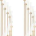 2 Sets Gold Candelabra,12 Arm Candlestick Holders with Acrylic Shades, 46'' High Large Floor Candle Holders for Wedding Centerpieces Table Decorations Fit 0.9" Candles and LED Taper Candles