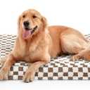 JOEJOY Dog Bed for Large Dogs, XLarge Orthopedic Dog Bed with Removable Washable Cover, Cute Modern Plush & Memory Egg Crate Foam Dog Bed, 42 x 28 inch, Brown