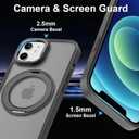 ZHK 360 Rotatable Ring for iPhone 12/12 Pro Case Magnetic, [Military Grade Drop Proof] [Translucent Frosted Back Panel] Slim Non-Slip Matte Phone Case for iPhone 12/12 Pro 6.1'', Space Black