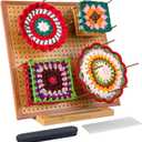 Skalamio 11.8" Blocking Boards for Crochet Projects with Storage, Blocking Board with 20 Pegs, Bamboo Granny Square Blocking Boards, Blocking Mats for Knitting, Crochet Blocking for Crocheters