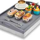 Tioncy Bamboo Lap Tray with Detachable Pillow 16.9'' x 13'' Lap TV Trays Lap Desk with Handles for Adults Eating in Recliner Breakfast Housewarming Gift(Grey, 1 Piece)