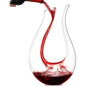 Decanter,Red Carafe, Aerator,100% Hand Blown Lead-free Crystal Glass,Decanters and Carafes,Gift with Luxury Packaging,Accessories (1500ML)