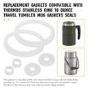 Juntas de repuesto compatibles con Thermos Stainless King de 16 onzas para vaso de viaje, se adapta a vasos de viaje de acero inoxidable King y comparables, sello de silicona para alimentos sin fugas