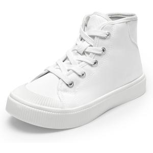 DREAM PAIRS Kids Sneakers Little Boys Girls High Top Canvas Shoes LilLegends CourtStar Casual Walking Shoes (White)
