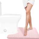 Yimobra Memory Foam Toilet Bath Mat U-Shaped, 24 X 20 Inches,Soft and Comfortable, Super Water Absorption, Non-Slip, Machine Wash and Easier to Dry for Bathroom Commode Contour Rug, Pink