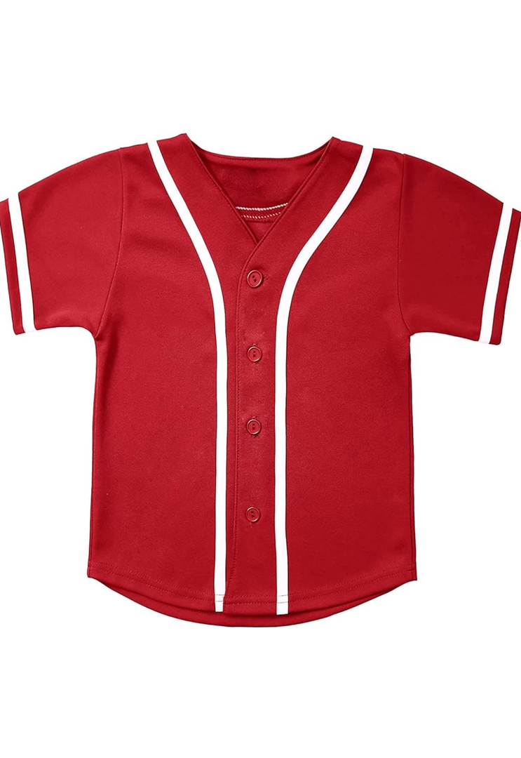 babyhealthy Kids Baseball Jersey Button Down Hip Hop Personalized Sport T Shirts Tops for Boys Girls, 6