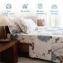 Lady Ann 100% Cotton Floral King Size Sheets Set Deep Pockets, Blue Flowers Printed on Off White Pattern Cotton Cottagecore Bedding Sheets for King Size Bed Cozy Botanical Bed Sheets
