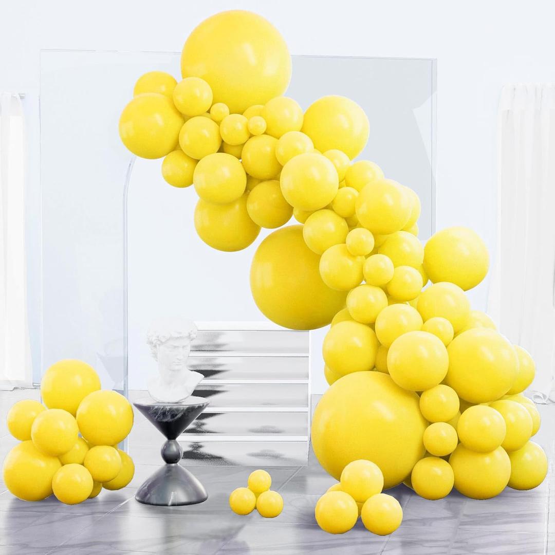 PartyWoo Yellow Balloons 85 pcs Different Sizes of 18 12 10 5 Inch Matte Light Yellow Latex Balloon Arch Kit Garland for Easter Bee Baby Shower Sunflower Birthday Graduation Decorations Yellow-Y55