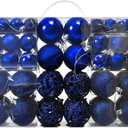 NJN 100 Pcs Christmas Ball Ornament Set, Royal Blue Ornaments for Xmas Tree Decor Plastic Shatterproof Decorative Hanging Baubles for Holiday Party Wedding Tree Decoration
