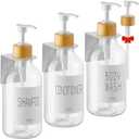 VITVITI Shampoo and Conditioner Dispenser, Body Wash Shower Soap Dispenser Wall Mounted 3 Chamber, Drill Free 17oz Plastic Shower Bottles for Bathroom, Clear 3 Sets
