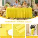 2 Packs Yellow Polyester Tablecloths Rectangle Tables 6ft, Stretch Fitted Table Covers for 6 Foot Tables Wrinkle Free Rectangle Table Cloth with Skirt for Birthday Party Events Banquet Baby Shower