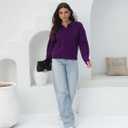 Women's Polo Sweater V Neck Long Sleeve, Pullover Knit Sweaters for Women Lapel Collar (Purple, M)