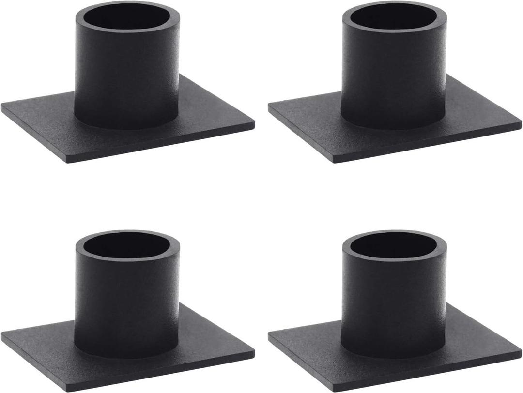 Black Taper Pillar Candle Holders, Set of 4 Candlestick Holder Centerpieces for Home Decoration, Wedding Anniversary, Party, Housewarming Gifts