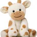 Hopearl Adorable Plush Cow Toy Floppy Dairy Cattle Soft Stuffed Animal Cute Birthday Gifts for Boys Girls Kids Toddlers, Light Brown, 9''