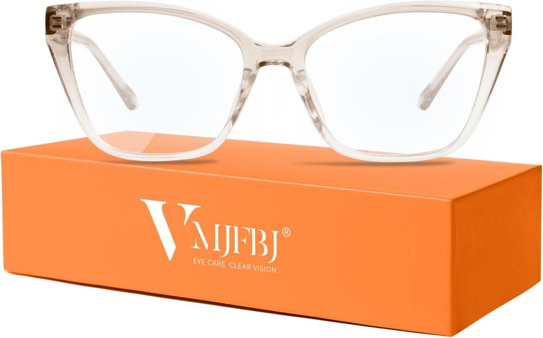 Blue Light Glasses for Woman, Fashion Cat Eye Anti Blue Light Blocking Glasses Women, TR90 Lightweight Computer Glasses for Gaming & Screen Use, Reduce Eye Strain & Improve Sleep, Champagne