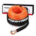 FieryRed 3/16” Winch Rope Cable,50 FT 8500 LBS ATV/UTV Synthetic Winch Rope, Winch Line Replacement with Protective Sleeve Suits for 2000 to 3500 LBS Winch, Orange/Black/Grey 