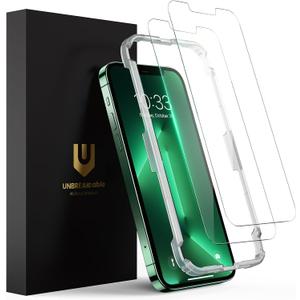 UNBREAKcable 2 Pack Screen Protector for iPhone 14 Plus/13 Pro Max, Shatterproof Tempered Glass [9H+ Hardness] [Easy Installation Frame] [99.99% HD Clear] for Apple iPhone 13 Pro Max/14 Plus