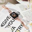 AIRSPO Slim Band Compatible with Apple Watch 38mm 40mm 41mm Women Thin Metal Strap Dressy Jewelry Bracelet with Bling Diamond for iWatch Bands Series 10 9 8 7 6 5 4 3 SE (Rose Gold, 38mm 40mm 41mm)