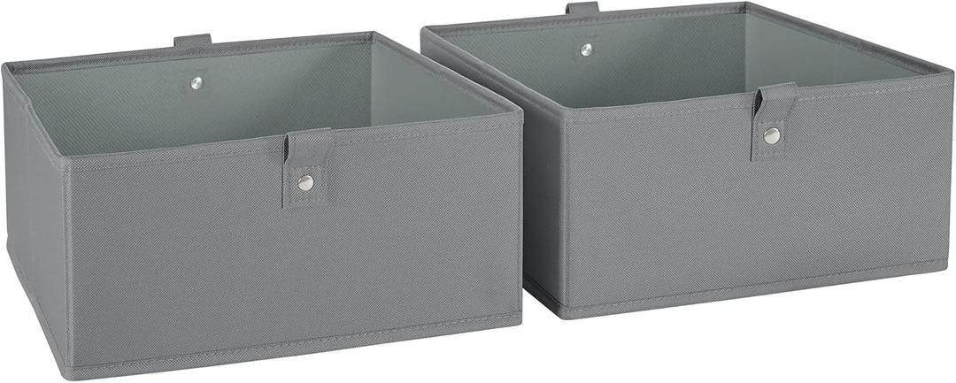 RiverRidge Kids 2pc Folding Storage Bins Set - 10.5 Bin Organizers with Handles - Gray Closet Organizer and Storage for Toys, Games, Shoes - Foldable Cube Storage Organizer Bins for Playroom, Nursery