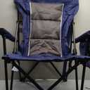 ALPHA CAMP Heavy Duty High Back Camping Chairs with Cup Holder Oversized Folding Chair Outdoor Chair with Headrest,Lawn with Side Pocket for Lawn, Sports and Fishing, 500lbs (Navy Blue)
