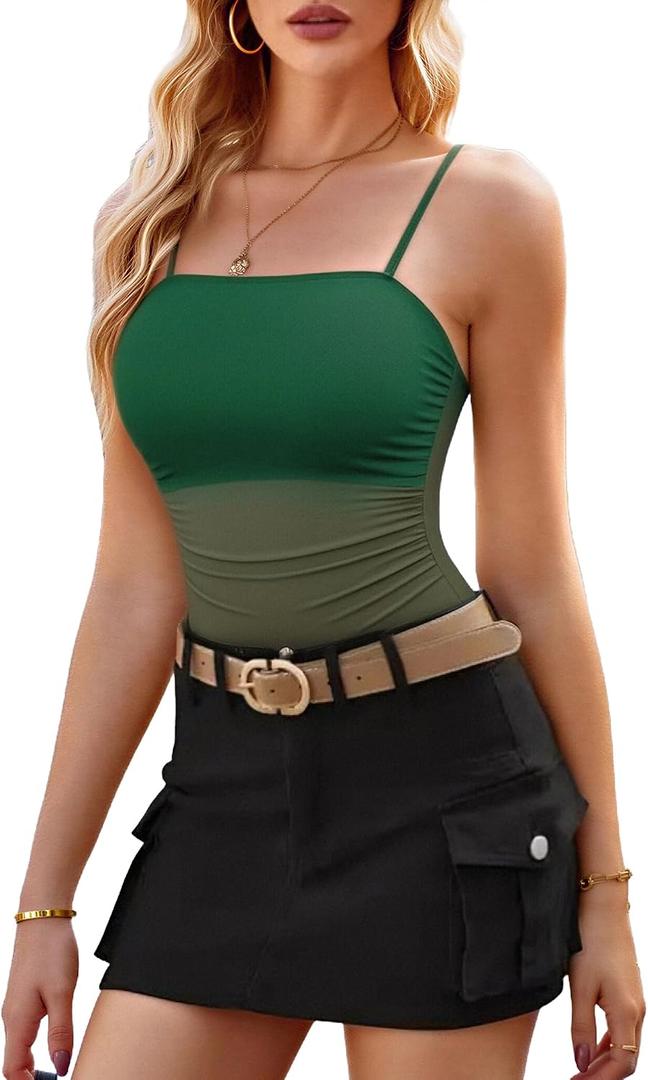 Avidlove Women Mesh Bodysuit Top Sexy Spaghetti Strap Cami Sleeveless Sheer Going Out Tops Concert Outfits