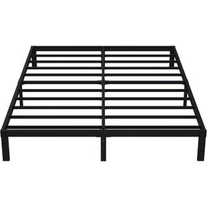 EMODA Queen Bed Frame No Box Spring Needed 10 Inch Heavy Duty Metal Platform BedFrame Queen Size with Steel Slats, Easy Assembly, Black
