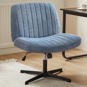 DUMOS Criss Cross Chair, Cross Legged Vanity Chair No Wheels, Home Office
Comfy Fabric, Height Adjustable, Armless Wide Seat, Swivel, Computer Desk Task, Bedroom, Study, Blue