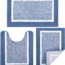 Bathroom Rugs Sets 3 Piece with U-Shaped Contour Toilet Mat Shower Rugs Absorbent Microfiber Plush Bath Mats Non Slip Bath Rugs Shaggy Floor Mats Machine Washable