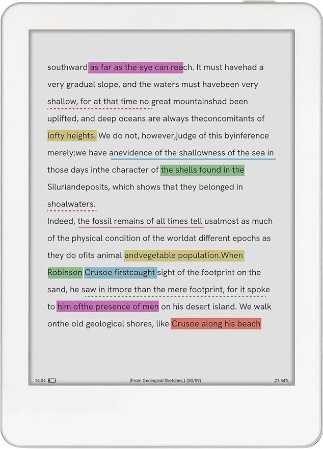 (likebook) Ebook reader[M6C],6”Kaleido E-ink Color Screen+ Quad core Cortex A55, 1.8GHz CPU + 3GB RAM+ 32GB Memory、Android 11、Wifi、Blutooth、support Micro SD/TF card, White