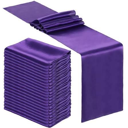 Purple Satin Table Runner Bulk 12 x 108 Inch Long Table Runners Bright Smooth Fabric Tablecloth for Wedding Banquet Birthday 4th of July Patriotic Summer Party Decorations