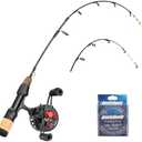 QualyQualy Ice Fishing Rod and Reel Combo 24 inch M/ML Inline Ice Fishing Combos 2 Different Tips for Walleye Perch Panfish and Trout