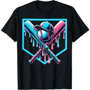 Baseball Home Plate Drip Boys Baseball Bat T-Shirt,small