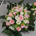 3 Pcs Artificial Cemetery Flower Saddles Cemetery Flowers for Grave Memorial Grave Flowers with Vases for Cemetery Decoration (Pink)