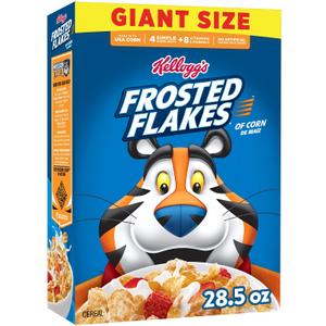 Kellogg's Frosted Flakes Breakfast Cereal, Fat Free, Giant Size, 28.5 oz (EXP 01/23/27)