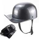 Vintage Open Face Motorcycle Helmet with Goggles, DOT Approved Half Helmet for Men & Women, Retro Jet Scooter Moped Cruiser Chopper Street Bike Helmet (X-Large, Gray)
