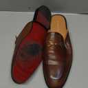 ELANROMAN Men's Loafers Backless Genuine Leather Mules Horse Buckle Shoes, 46