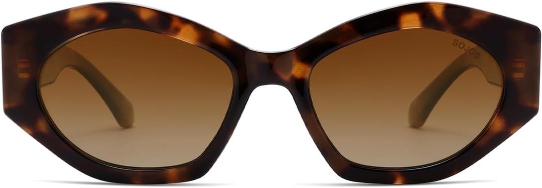 SOJOS Trendy Hexagonal Polarized Sunglasses for Womens Mens,Retro Polygon Shades Plastic Frame Sun Glasses SJ2307 (Tortoise)