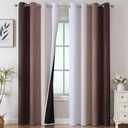 Estelar Textiler Brown and Greyish White Gradient Blackout Curtains for Bedroom, Thermal Insulated Ombre Blackout Drapes, Full Room Darkening Energy Saving Curtains for Living Room,52Wx84L,2 Panels