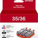 35 36 Ink Cartridges Replacement for Canon PGI-35 Black CLI-36 Color Ink Cartridge PGI35 CLI36 Ink to Work with PIXMA iP100 TR160, PIXUS Mini260 320 Printer (2 Black, 1 Tri-Color, 3 Pack)